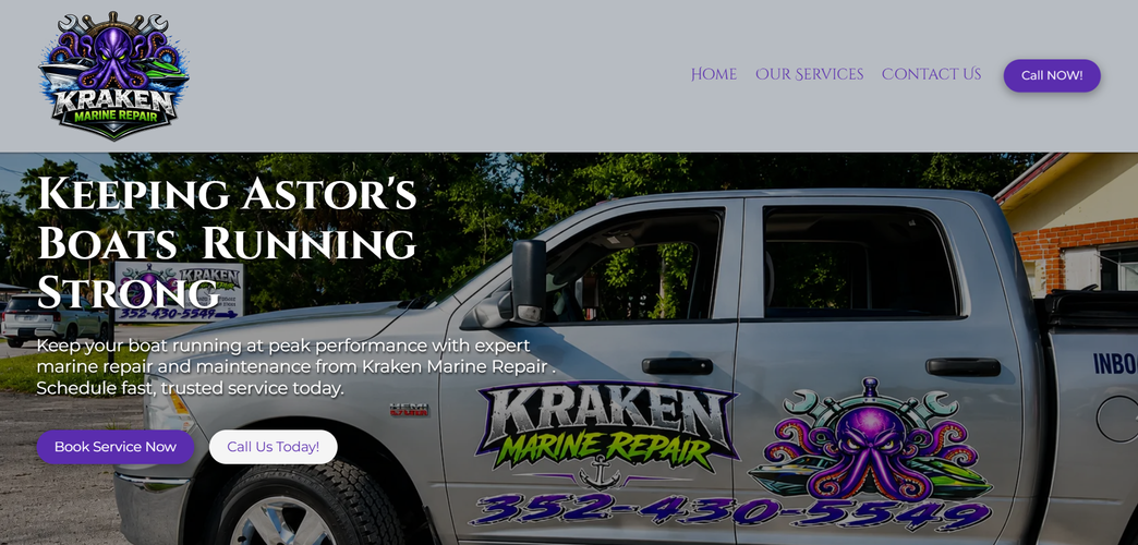 Kraken Marine Repair website designed by Pixeloft Creative