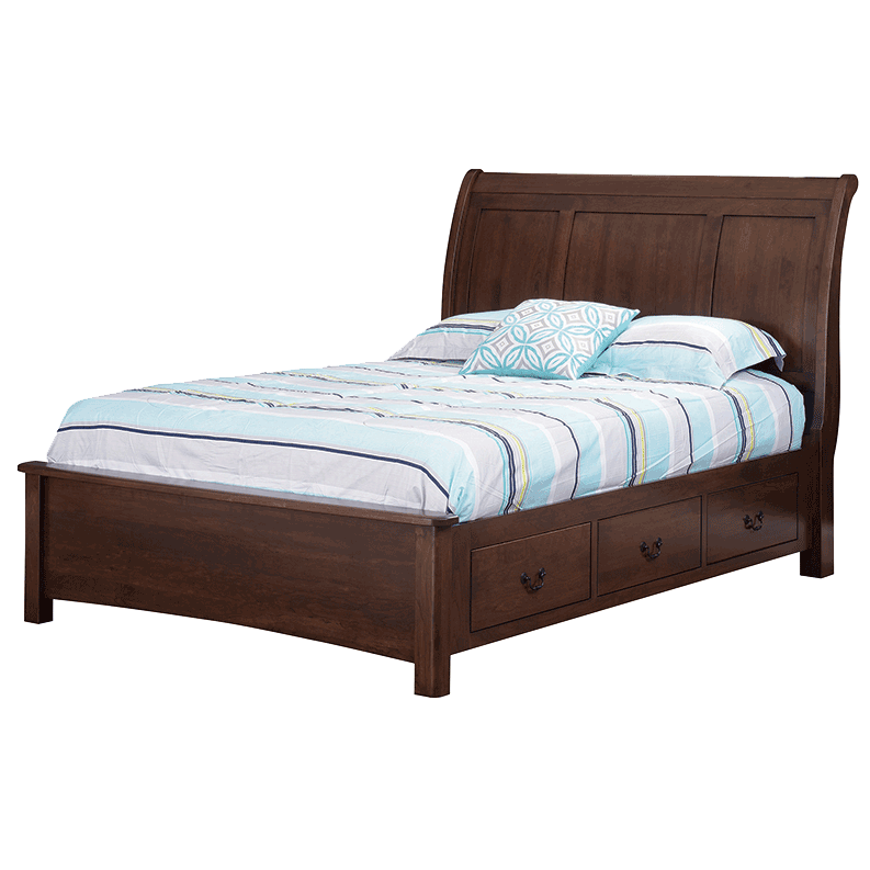 Trf hyde park queen bed low footboard drawers