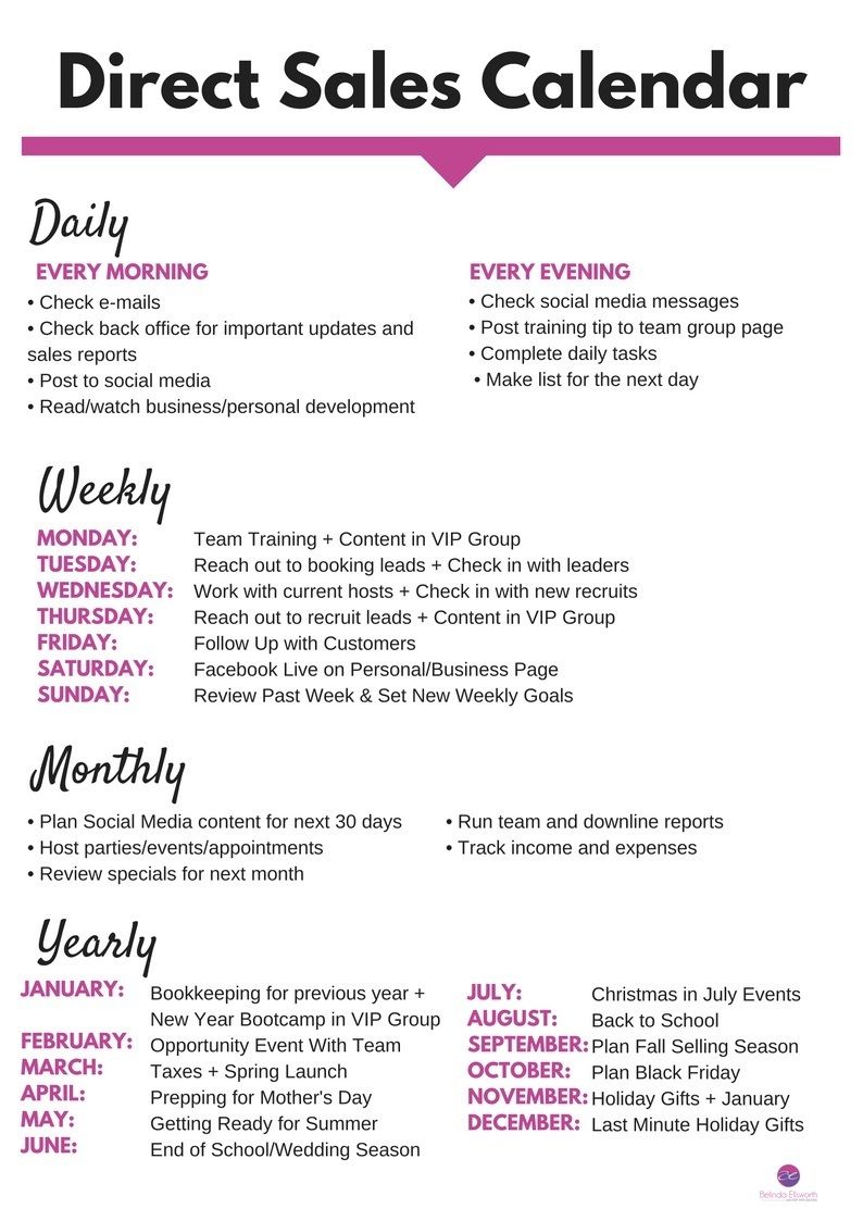 Direct sales calendar 3
