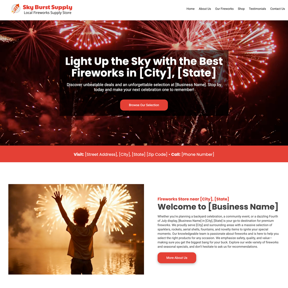 Fireworks store website design theme