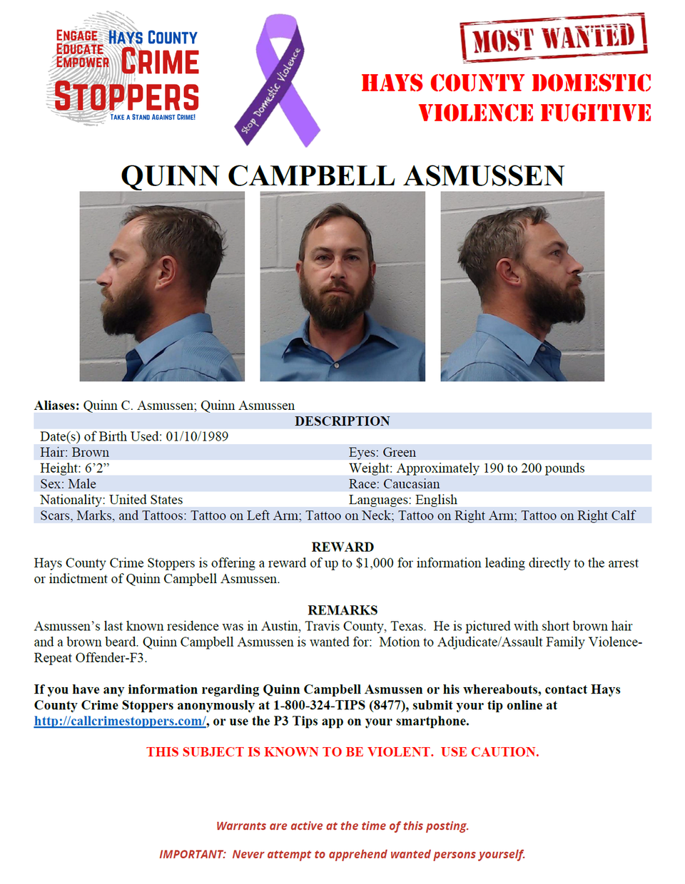 Asmussen most wanted poster