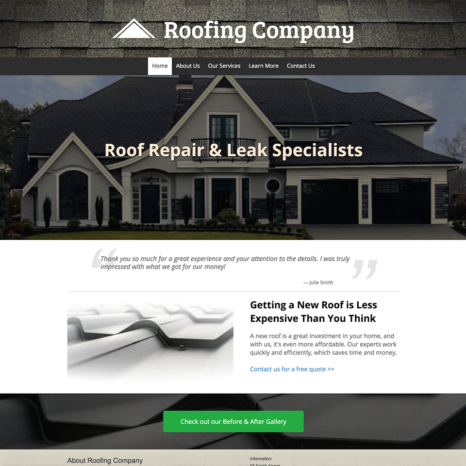 Roofing website design theme