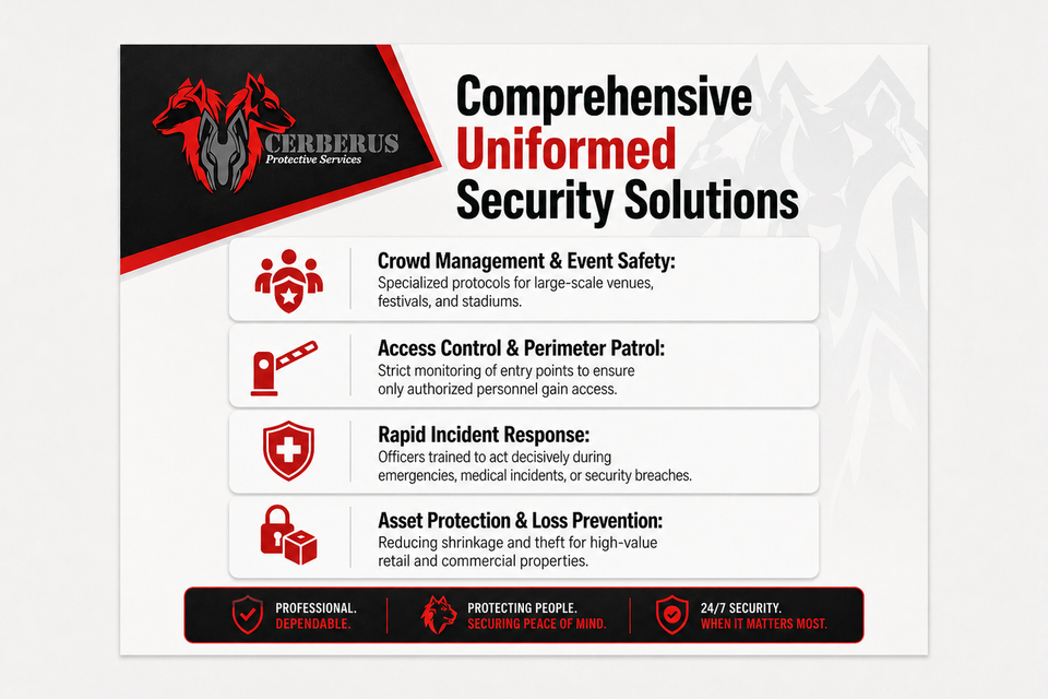 Professional uniformed security services in California for events, crowd control, and property protection