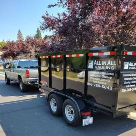 All in all hauling truck and trailer from rear view