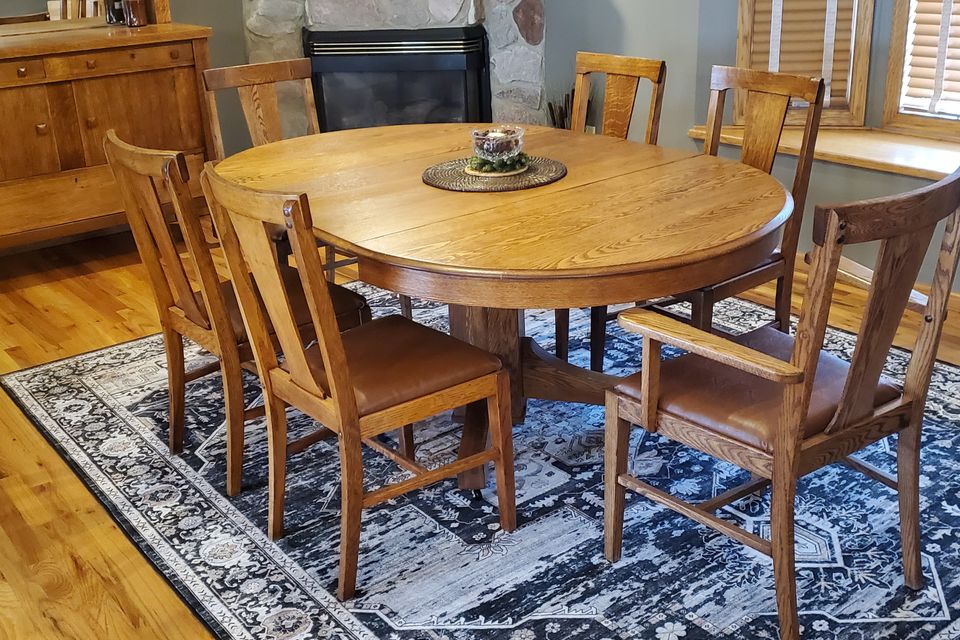 Antique restoration with built captain chairs and antique restoration of buffet bt