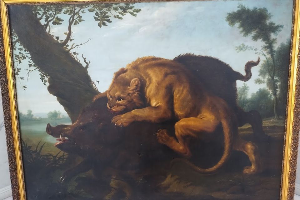 Lion boar painting