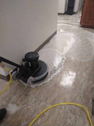 Buffing floor with commercial buffer