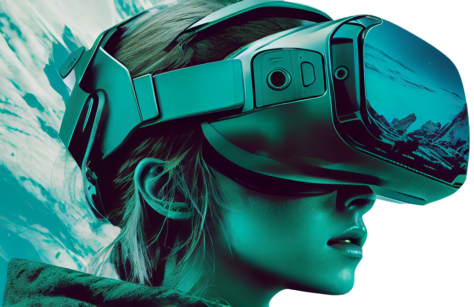 Young woman wearing vr headset genet4rated by ai