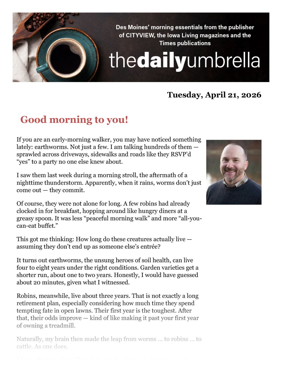 Daily umbrella april 21  grassley's gallstones  greene county homicide victim name released  elves more visible on zoom  1