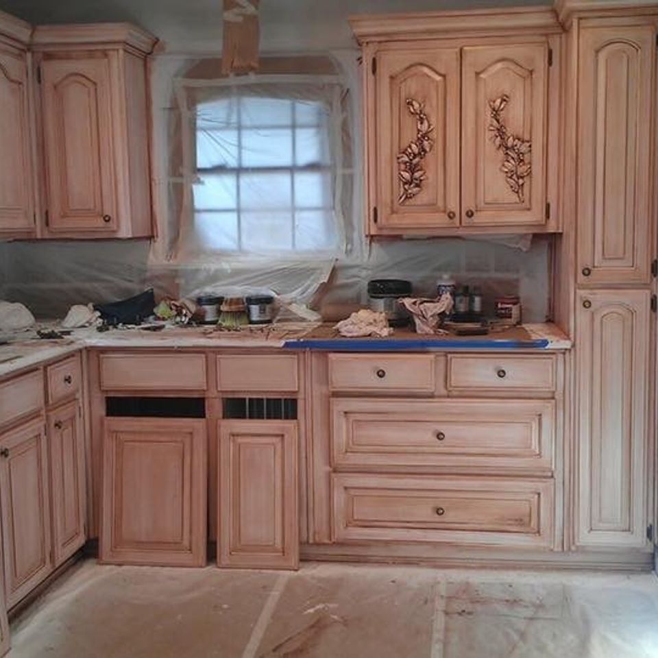 Timeless painting by renee   custom faux finish work   tulsa oklahoma   faux 3d grape vine finish on kitchen cabinets 1e