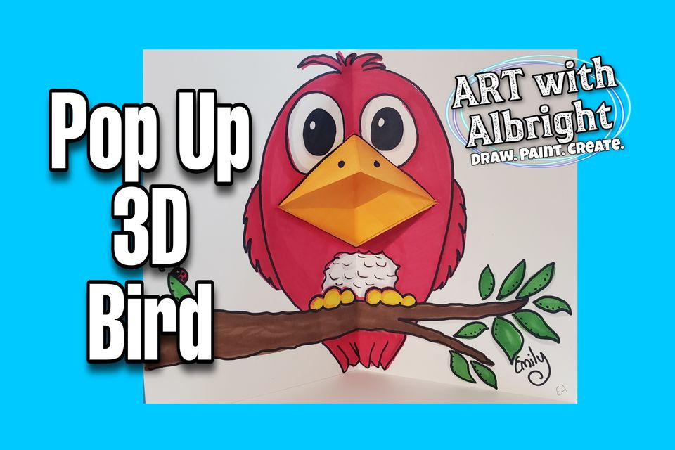 Create Pop-Up 3D Art Red bird by artist Emily Albright