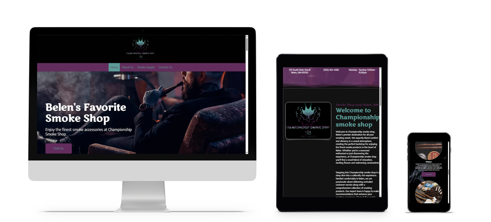 Image of a website of a smoke shop in Belena