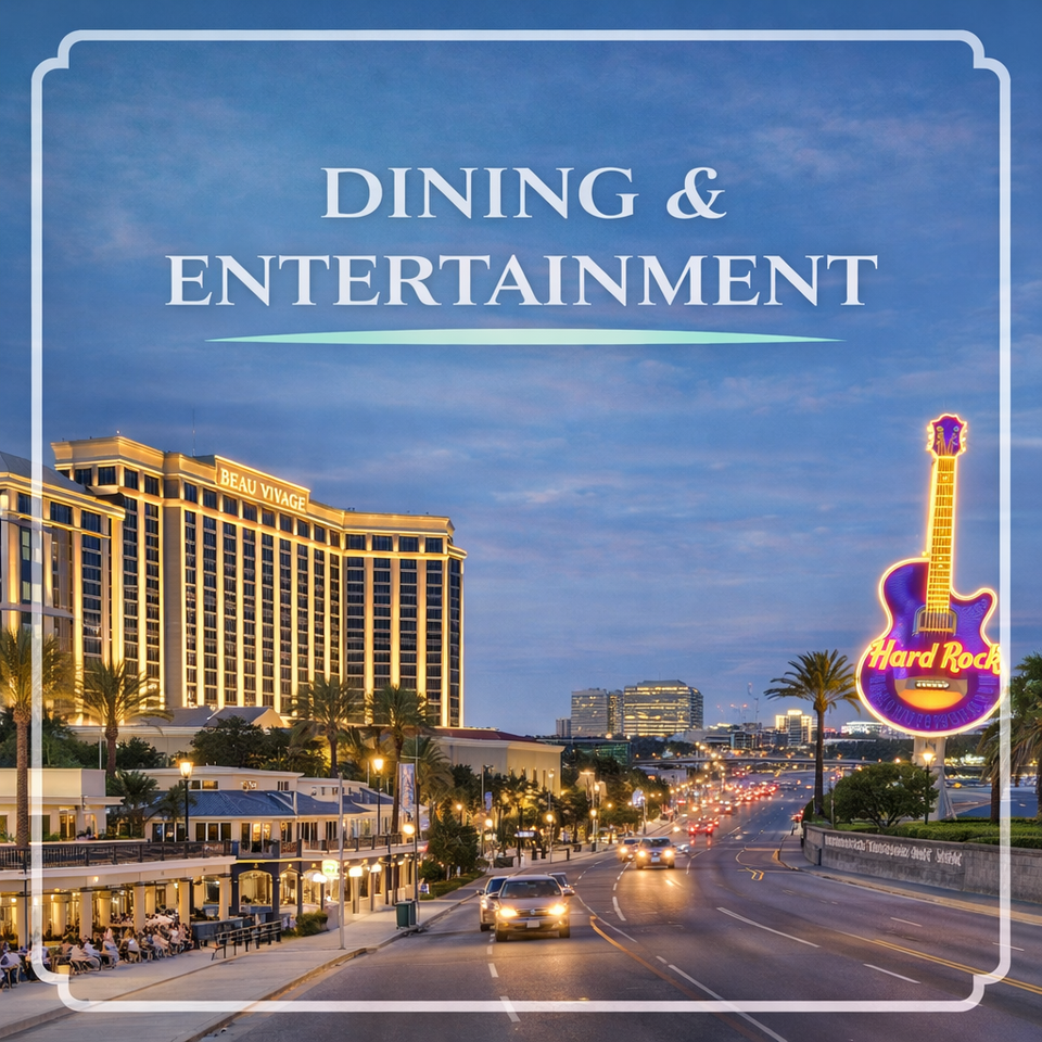 Biloxi at twilight  dining   entertainment