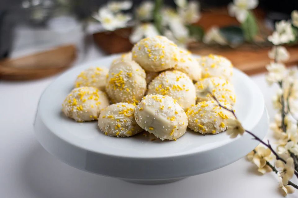 Lemon Burst cookies made by Toni's Own Cookies on a platter