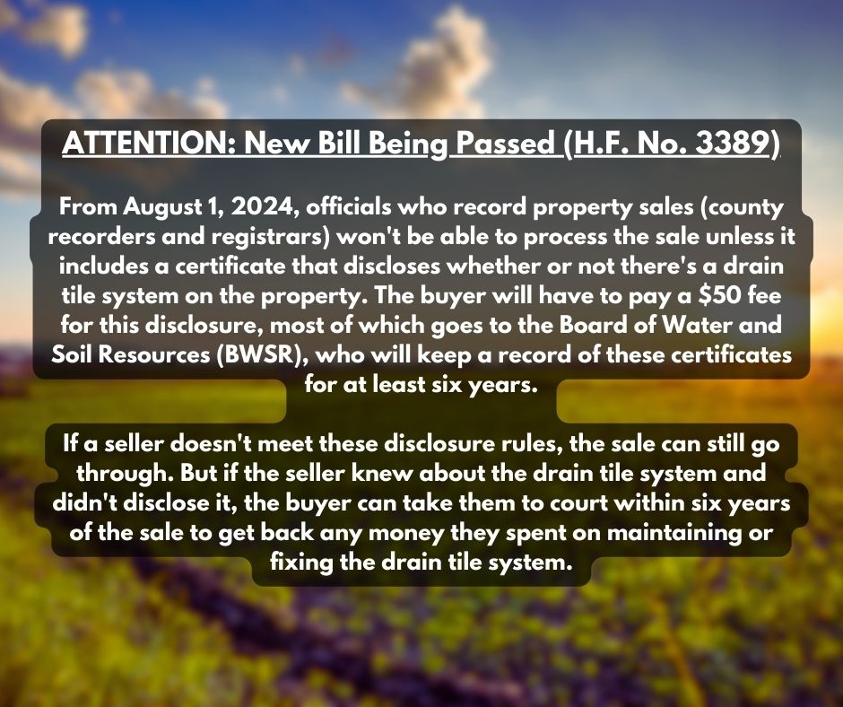 Attention new bill being passed (h.f. no. 3389  a bill for an act relating to natural resources  requiring reporting of subsurface drain tile installation and modification  proposing coding for ne (1)