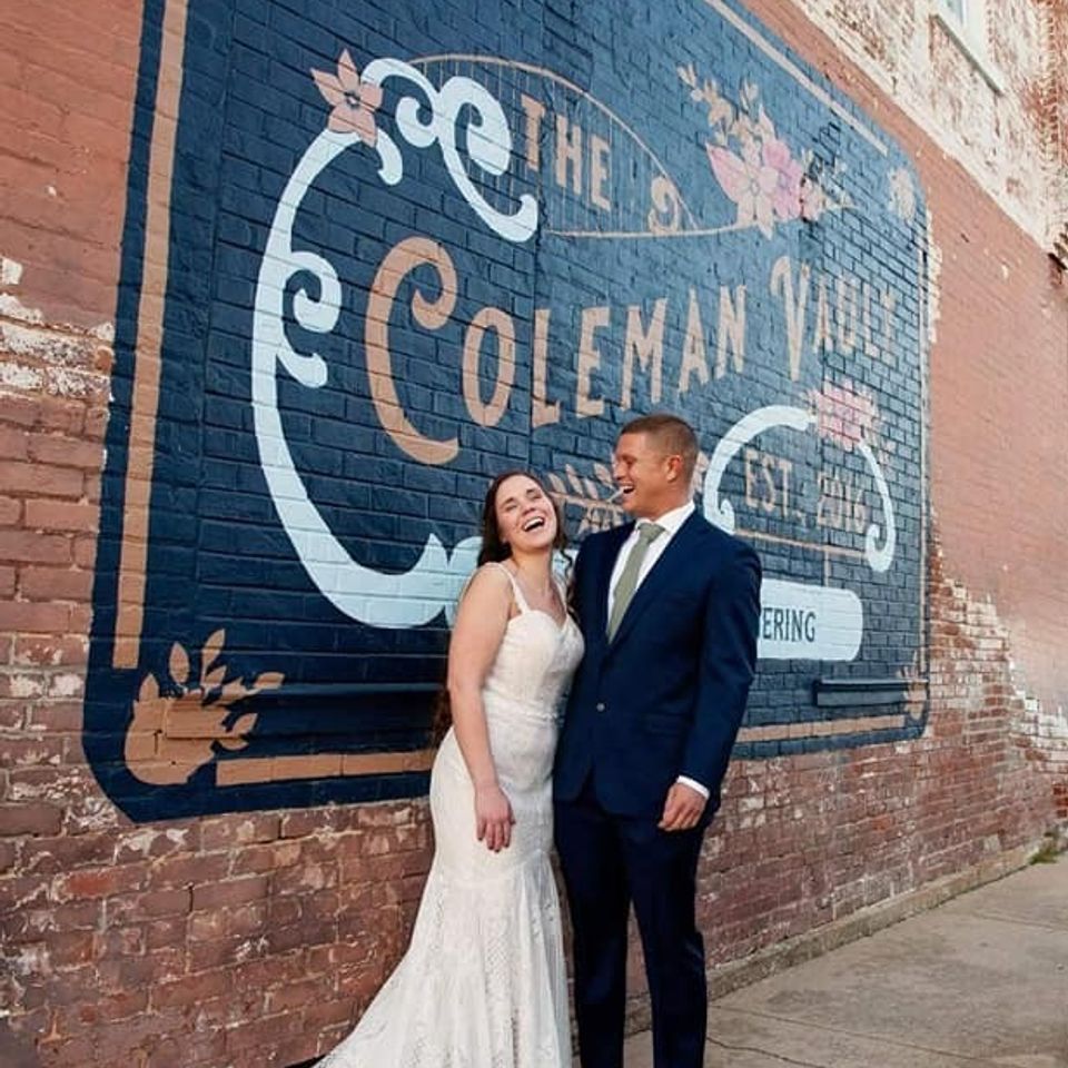 bride and groom the coleman vault mural