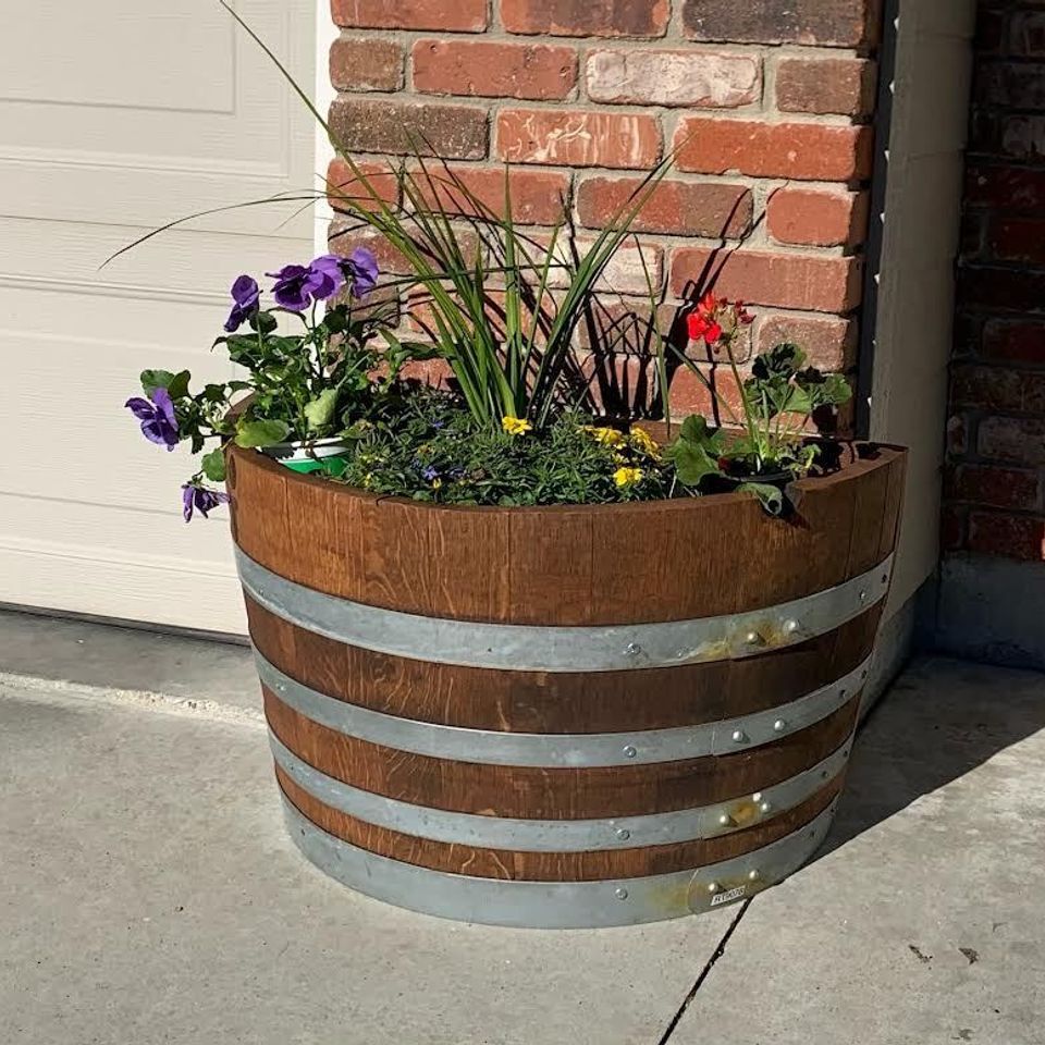 Custom whiskey barrel planters in boie id