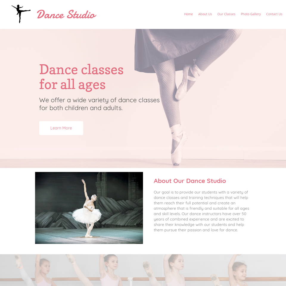 Dance studio website theme