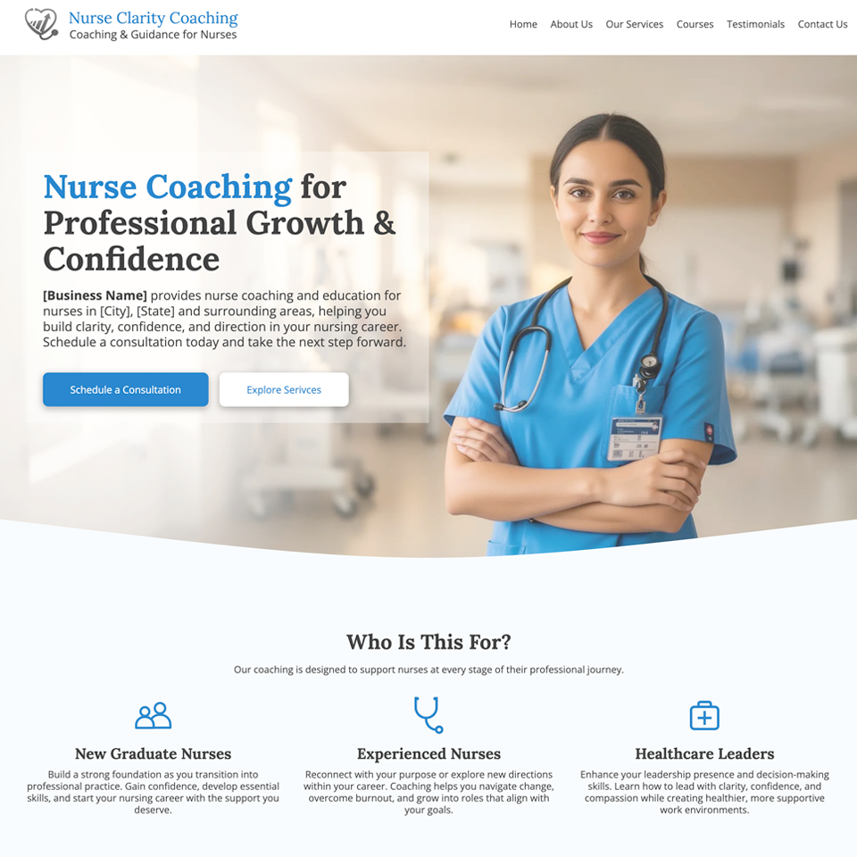 Nurse coaching website design theme