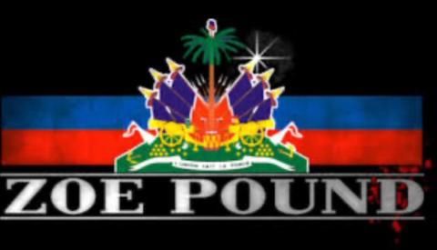 Zoe pound  with haitian flag on black background