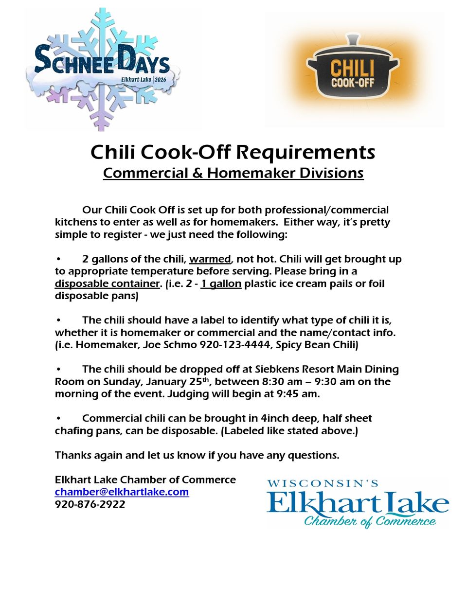 2026 chili cook off requirements