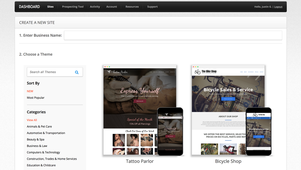 Create new site