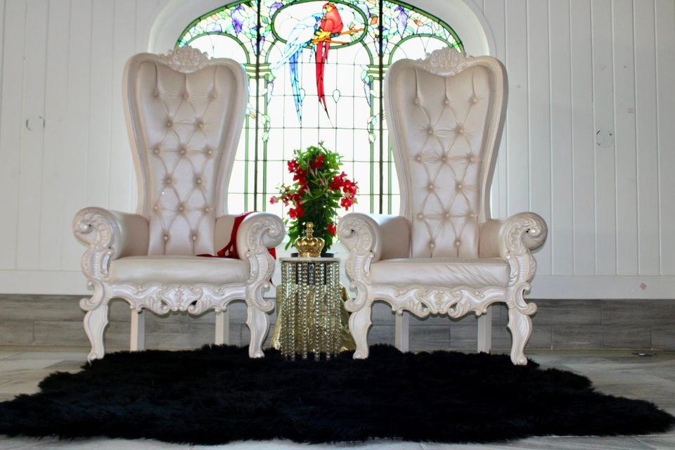Throne chairs palace of riverbend wedding venue