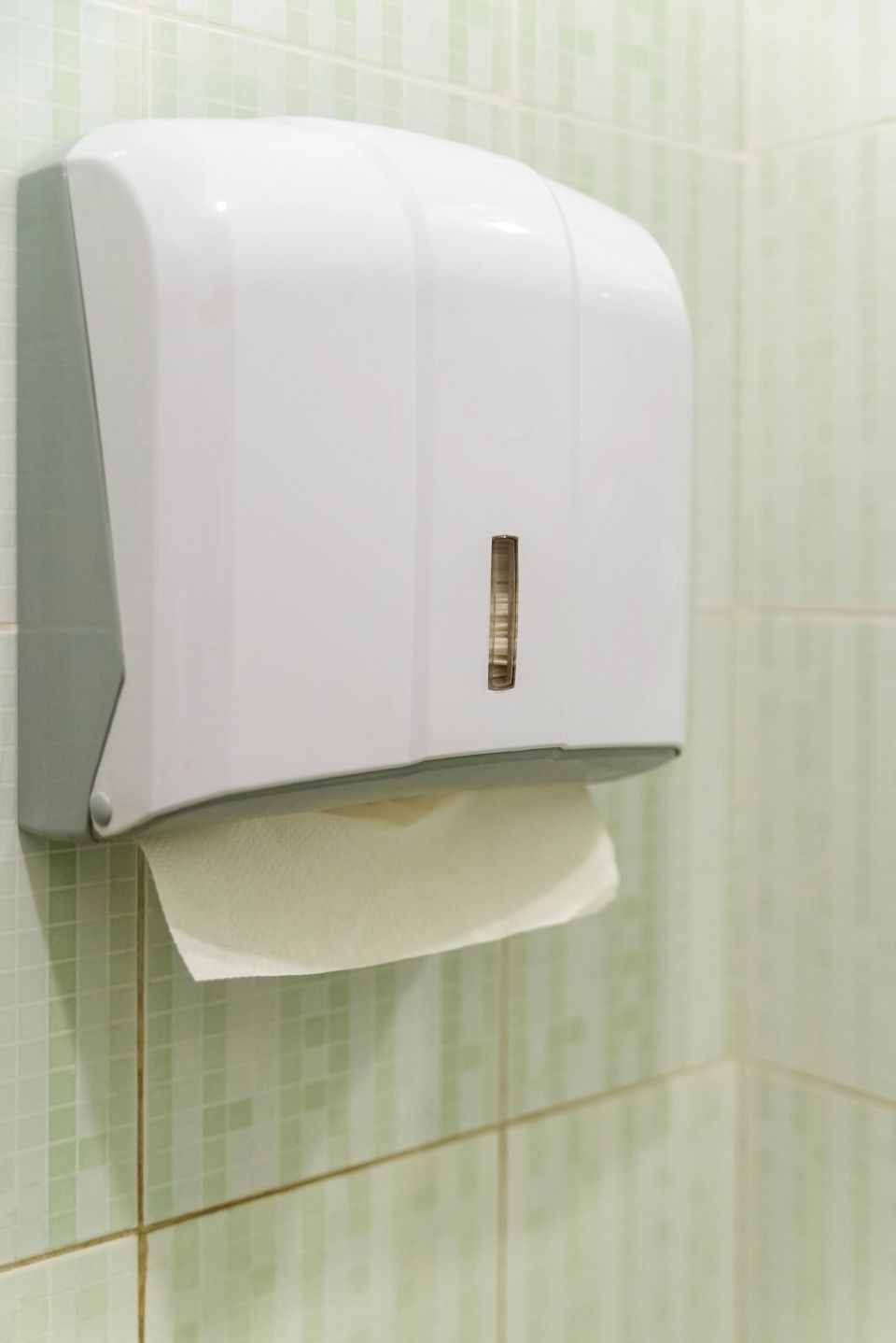 Tissue paper dispenser you would find in a restroom