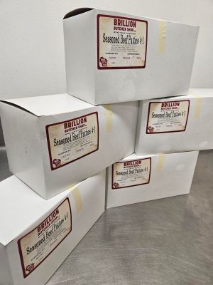 Seasoned beef patties boxes