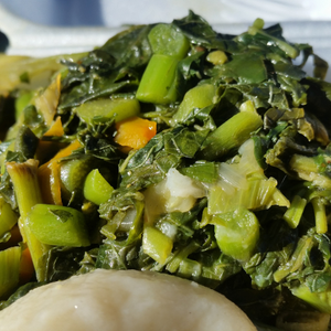 Yaad Style Jerk House Callaloo meal