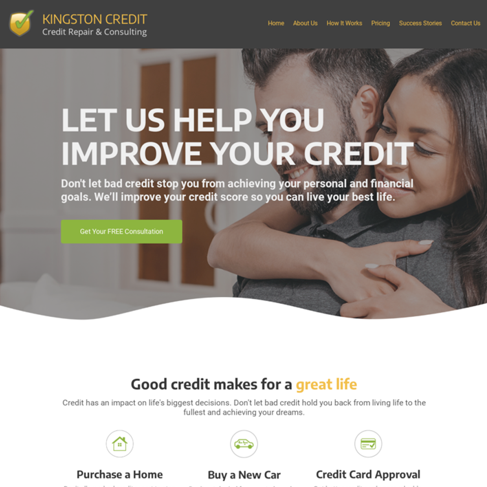Credit repair website design theme