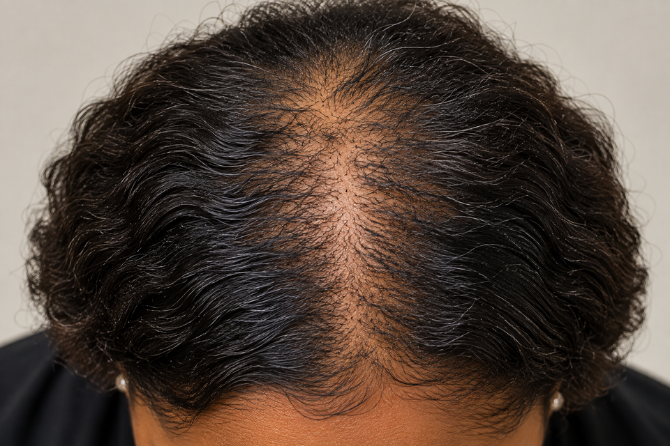 Clinical scalp thinning at crown 2