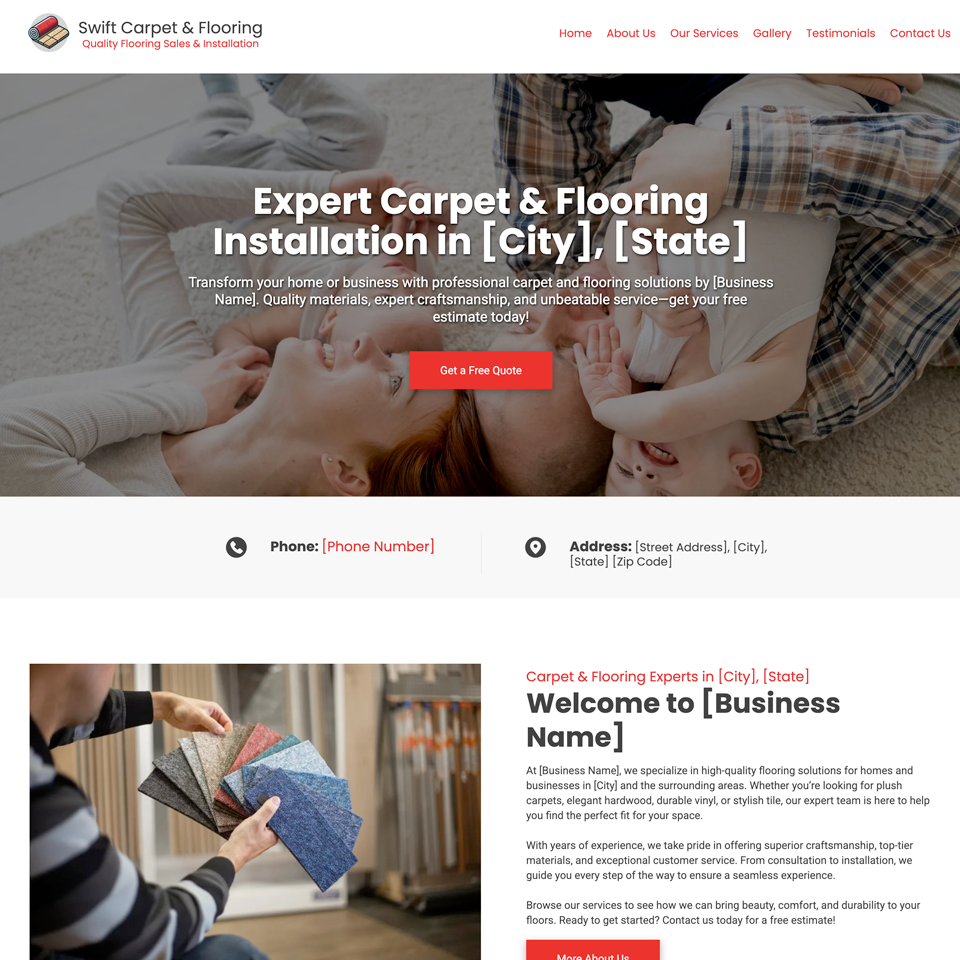 Carpet flooring website design theme