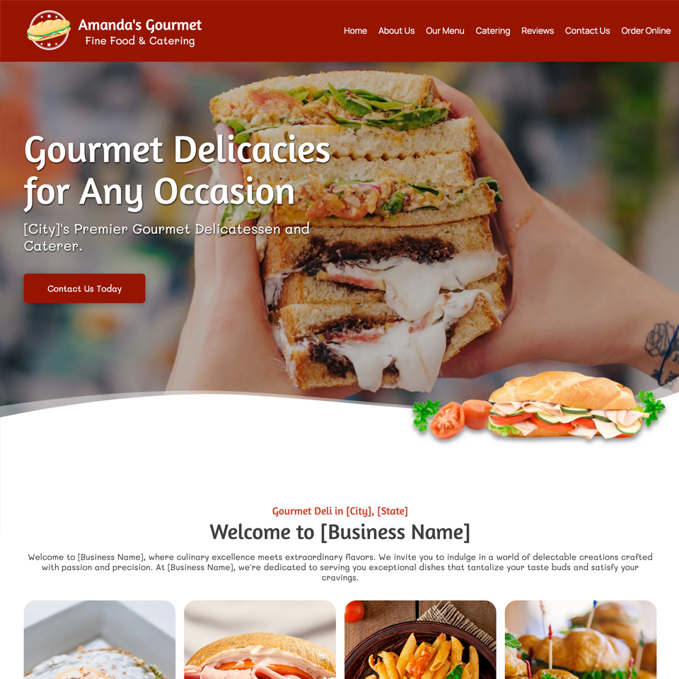 Gourmet deli website design theme