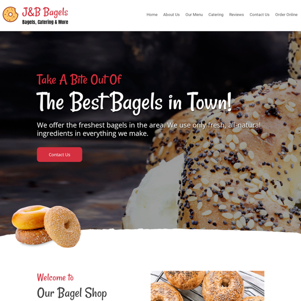 Bagel shop website design theme