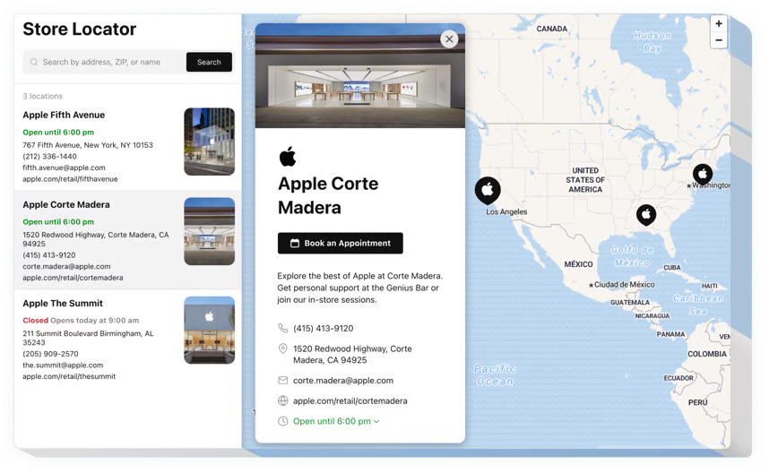 Store locator webspace launcher