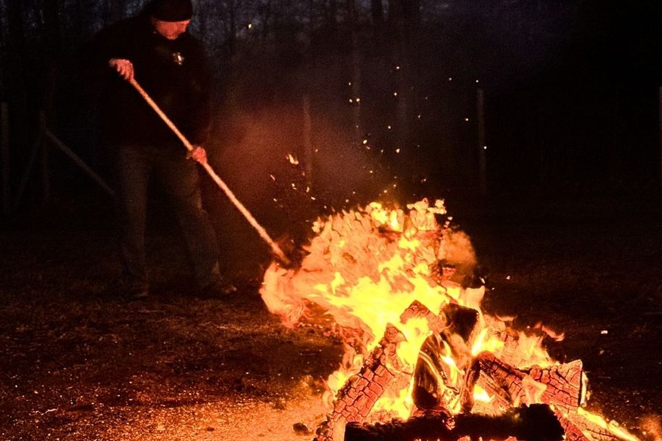 Dennis Preparing the Fire for a firewalk