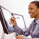 Black woman on computer