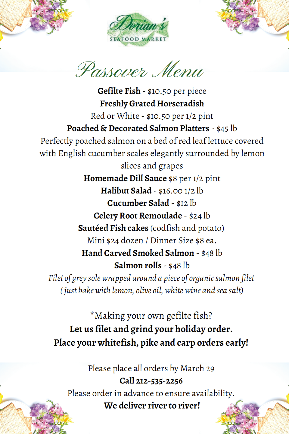 Passover menu