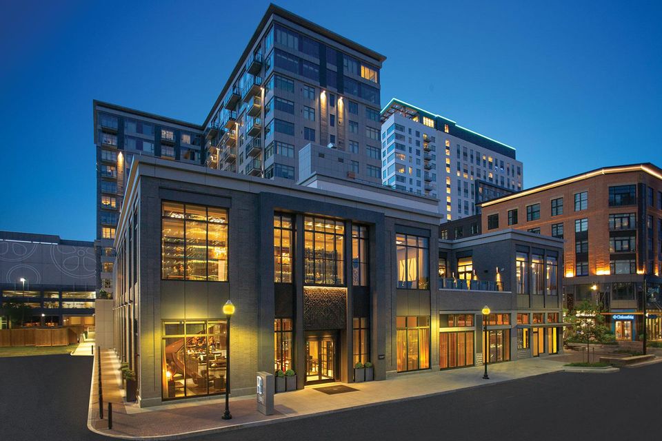 1assembly row exterior dusk
