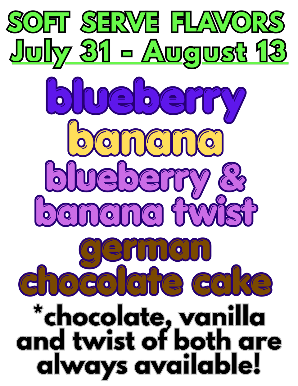 Soft serve flavors (19)