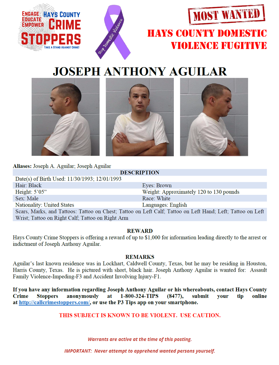 Aguilar most wanted poster