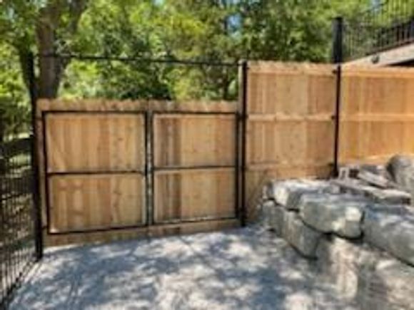 Custom metal framed privacy gate