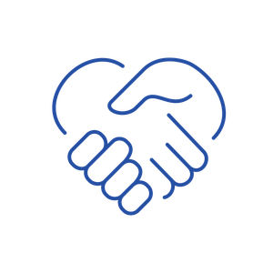 icon of hands shaking in the shape of a heart