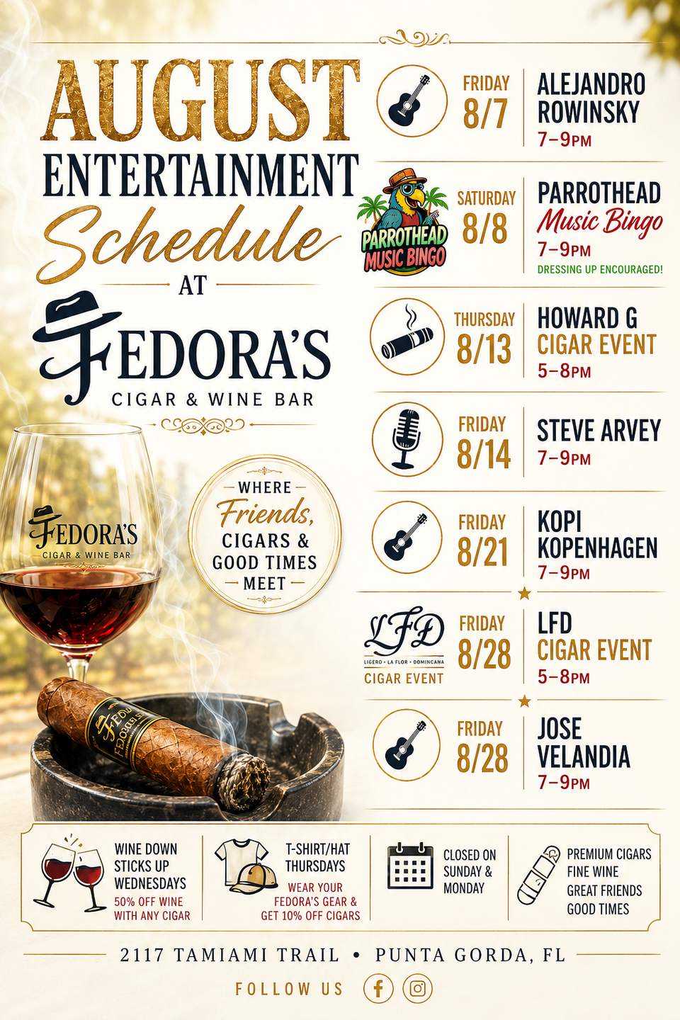 August entertaintment schedule 2026