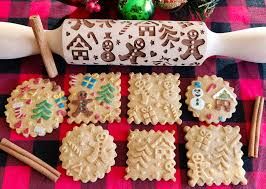 Embossed rolling pin ginerbread