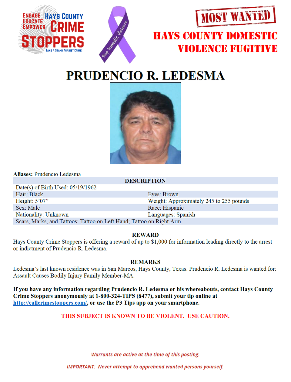 Ledesma most wanted poster