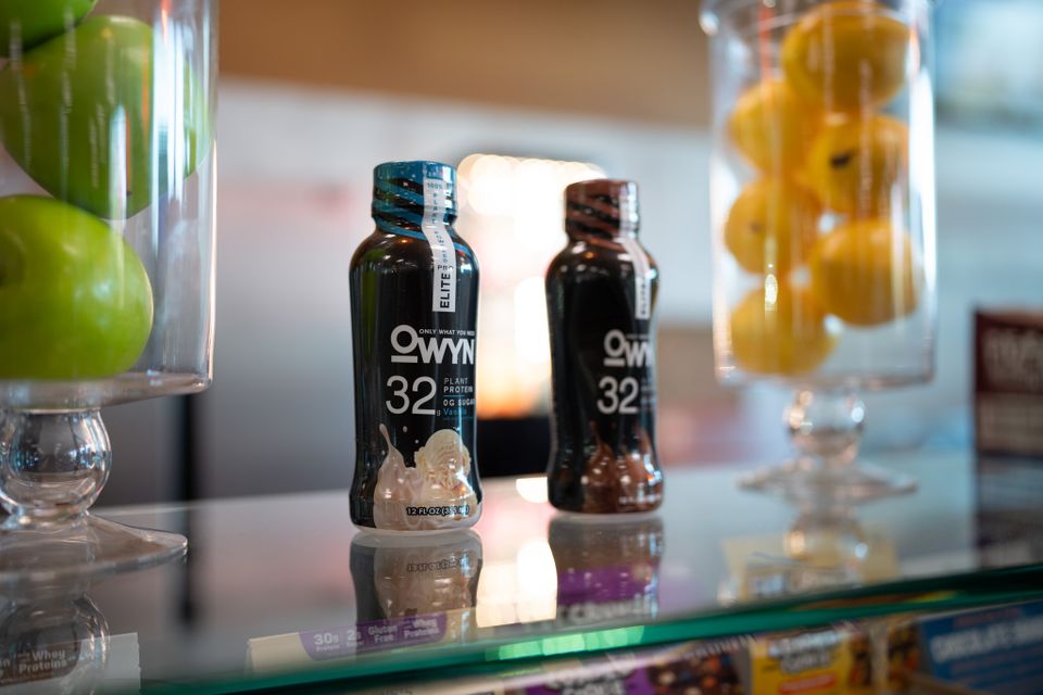 Different workout drinks to choose from at the smoothie bar at Maximus Gym in Riverhead