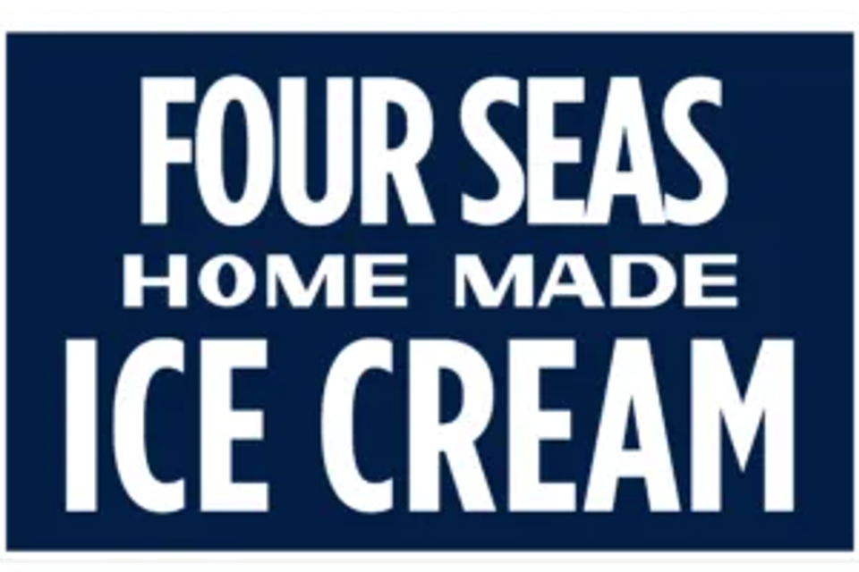 Four Deas Ice Cream Logo, Blue with white lettering