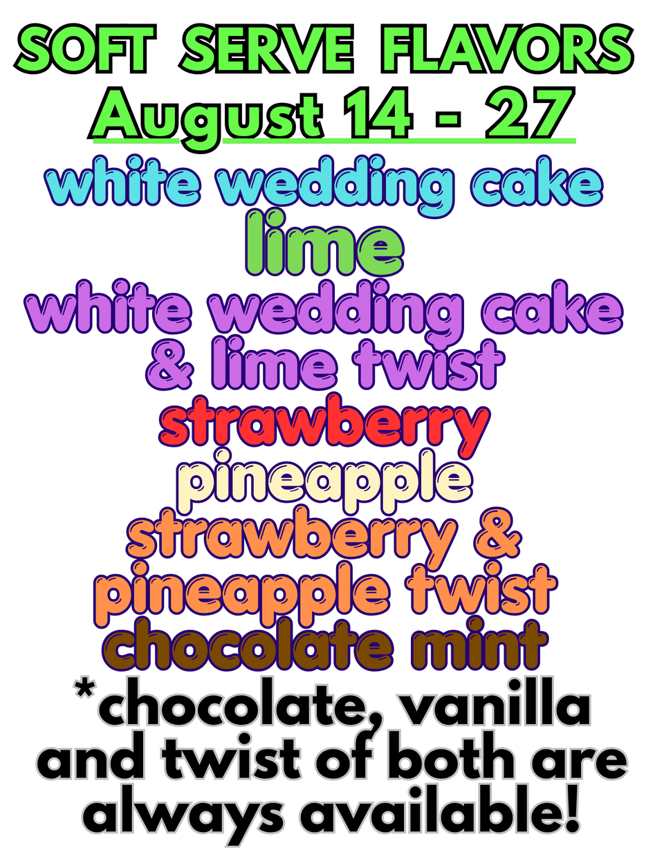 Soft serve flavors (20)